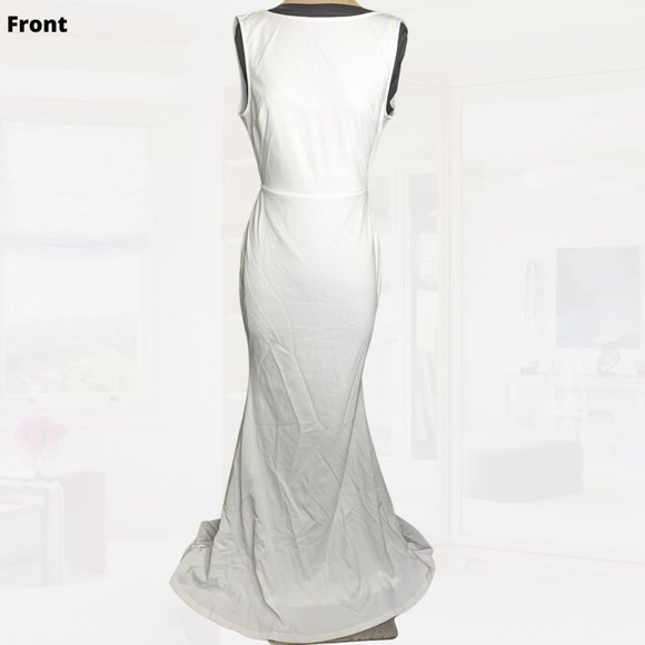 [NWT] Backless, Sleeveless, Accent Bow w/ Ruffles Mermaid Wedding Gown size L - Picture 2 of 6